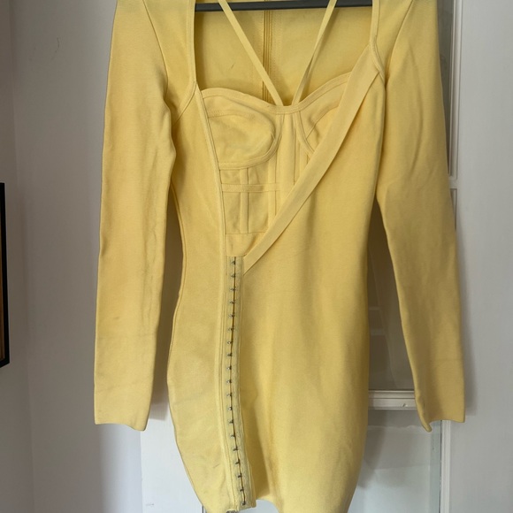 $195 House of CB GIACOMINA Yellow Bandage dress - M - Picture 4 of 8